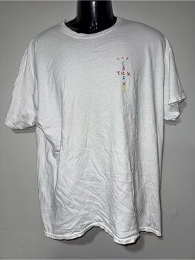 Travis Scott White T-Shirt with Small Multicolor Vertical Logo